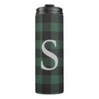 Classic Green Black Buffalo Tartan Plaid Monogram