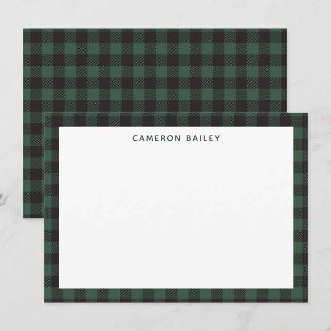 Classic Green Black Buffalo Tartan Plaid Personal Card (Front/Back)