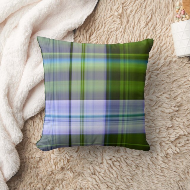 Classic Green Blue Plaid Decorative Pillow (Blanket)