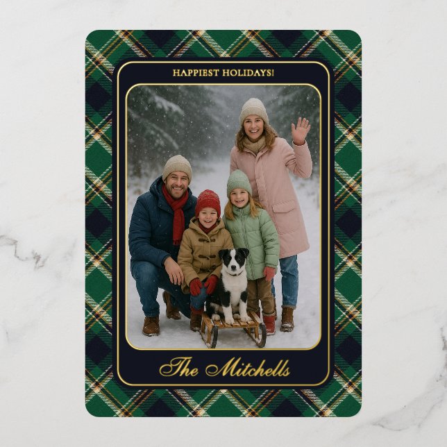 Classic Green Blue Yellow Plaid Pattern Holiday (Front)