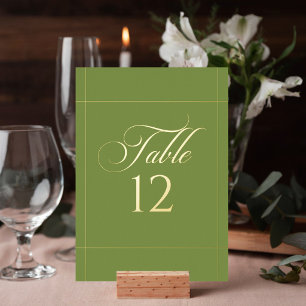 Classic Green Border Wedding Table Number Sign