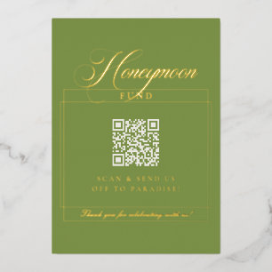 Classic Green Calligraphy Honeymoon Fund Sign