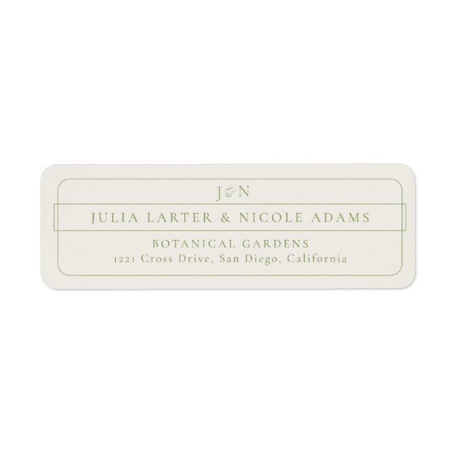 Classic Green Calligraphy Return Address Label (Front)