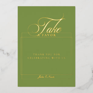 Classic Green Calligraphy Take Favours Wedding Sig