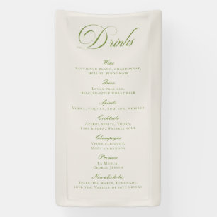 Classic Green Calligraphy Wedding Drinks Bar Menu Banner