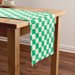 Classic green chequered  short table runner