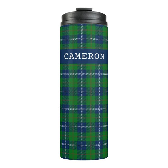 Classic Green Christmas Tartan Plaid Personalized Thermal Tumbler (Front)