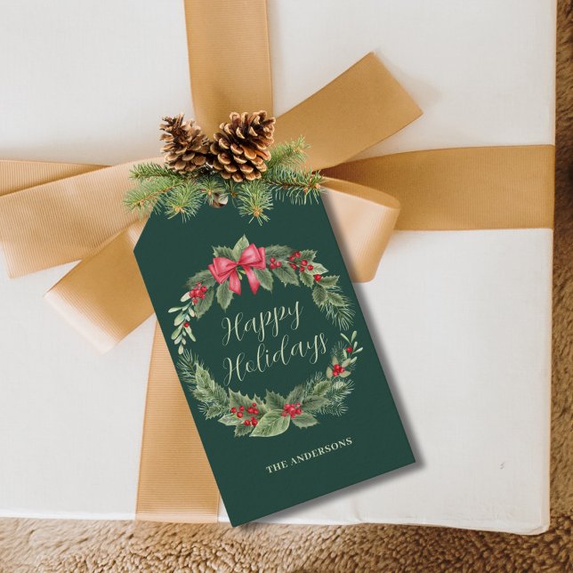 Classic Green Christmas Wreath  Gift Tags (Creator Uploaded)