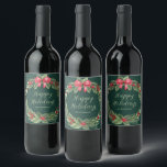Classic Green Christmas Wreath Name   Wine Label<br><div class="desc">Classic green Christmas wreath wine label with name. Perfect for the holiday season. Easy to change the text.</div>