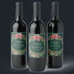 Classic Green Christmas Wreath Name   Wine Label<br><div class="desc">Classic green Christmas wreath wine label with name. Perfect for the holiday season. Easy to change the text.</div>