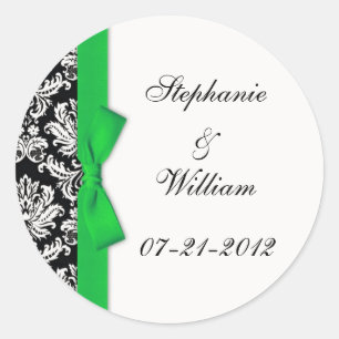 Classic Green Damask Wedding Label