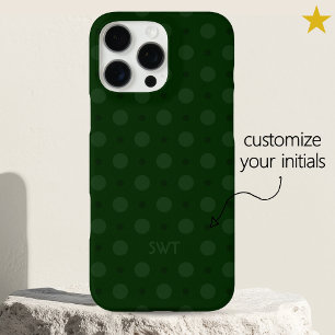 Classic Green Dots Custom Name Initials iPhone 16 Pro Max Case