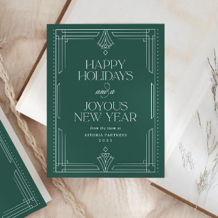 Classic Green Elegant Corporate Happy Holidays Holiday Postcard