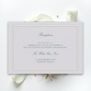 Classic Green Elevated Ivory Wedding Reception Enclosure Card