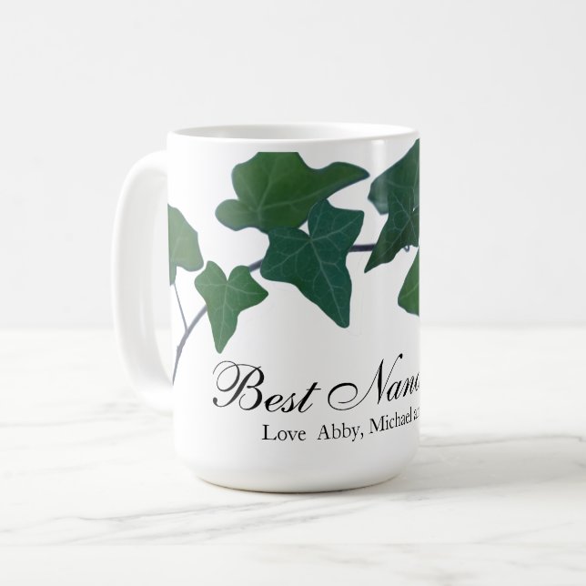 Classic Green English Ivy green botanical Nana Coffee Mug (Front Left)