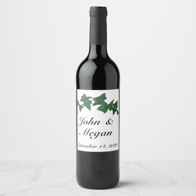 Classic Green English Ivy Wine Label (Front)