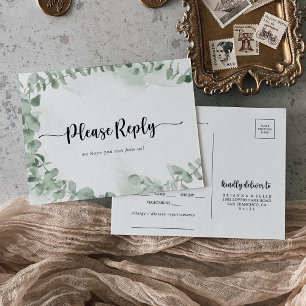 Classic Green Eucalyptus Foliage Menu Choix RSVP