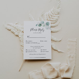 Classic Green Eucalyptus Mariage Menu Choix Répond