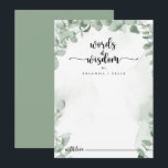 Classic Green Eucalyptus Wedding Words of Wisdom  Advice Card<br><div class="desc">This classic green eucalyptus wedding words of wisdom advice card is perfect for a rustic wedding. The design features beautiful watercolor green eucalyptus leaves. These cards are perfect for a wedding, bridal shower, baby shower, graduation party & more. Personalize the cards with the names of the bride and groom, parents-to-be...</div>