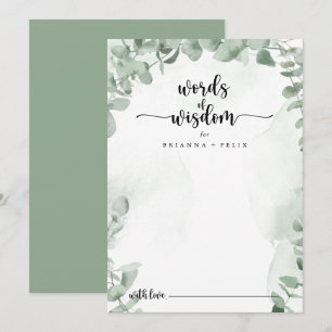 Classic Green Eucalyptus Wedding Words of Wisdom  Advice Card