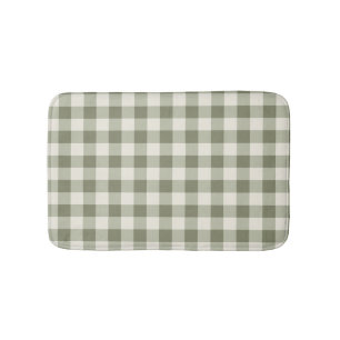 Classic Green Farmhouse Gingham Style Bath Mat