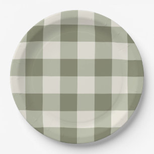 Classic Green Farmhouse Gingham Style Napkins Paper Plate