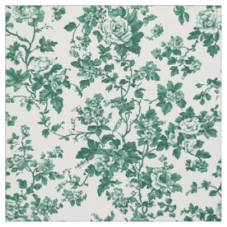 Classic Green Floral Toile Fabric