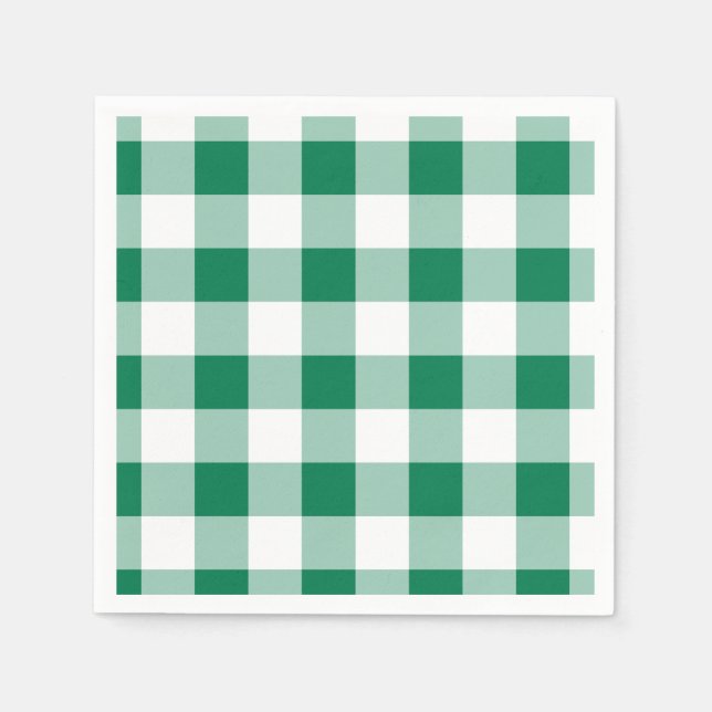 Classic Green Gingham Seamless Pattern Napkin (Front)