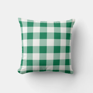 Classic Green Gingham Seamless Pattern Throw Pillow