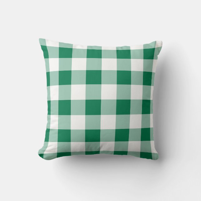Classic Green Gingham Seamless Pattern Throw Pillow (Front)