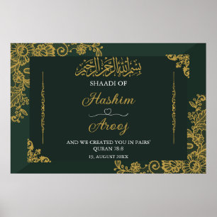 Classic Green Gold Musulman Poster Mariage islamiq