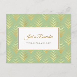 Classic Green Gold Pattern Appointment Reminder Postcard