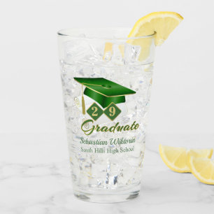 Classic Green Gold Personalized Graduation 20XX Glass