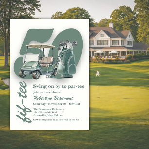 Classic Green Golf Bag Clubs 50th Birthday Invitation