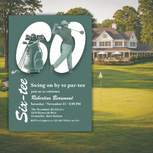 Classic Green Golf Bag Clubs 60th Birthday Invitation