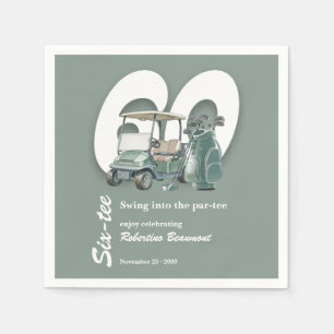 Classic Green Golf Bag Clubs 60th Birthday Napkin