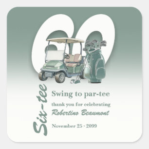 Classic Green Golf Bag Clubs 60th Birthday Square Sticker
