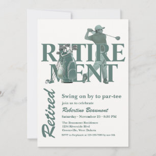 Classic Green Golf Bag Clubs Retirement Party Invitation