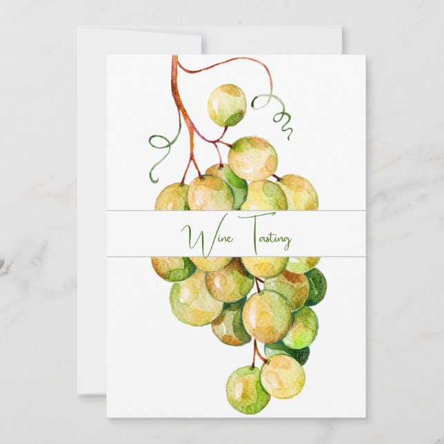 Classic Green Grapes Wine Tasting Invitation (Front)