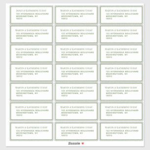 Classic Green Guest Mailing Étiquettes 21 Par Feui