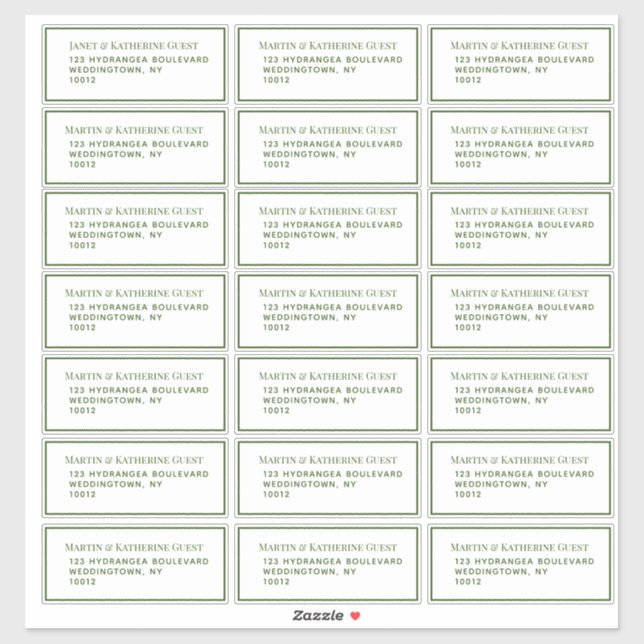 Classic Green Guest Mailing Labels 21 Per Sheet (Sheet)