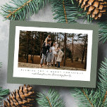 Classic green herringbone frame photo Christmas Holiday Card<br><div class="desc">This simple horizontal Christmas card features one photo on the front surrounded by a sage green herringbone tweed frame. The festive fabric effect pattern gives it a wintry vibe and the type allows you to create your own personalized message. The back has a matching tweed pattern and room for a...</div>