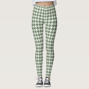 Classic Green Houndstooth Leggings Motifs