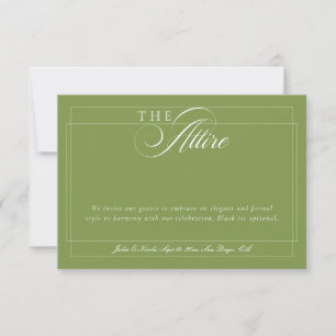 Classic Green Ivory Calligraphy Formal Attire Code Invitation