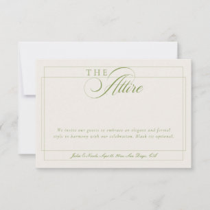 Classic Green Ivory Calligraphy Formal Attire Code Invitation