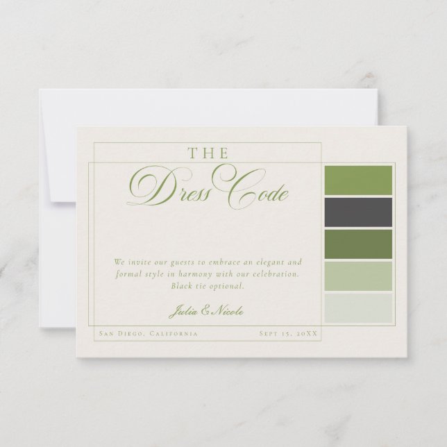 Classic Green Ivory Calligraphy Formal Dress Code Invitation (Front)