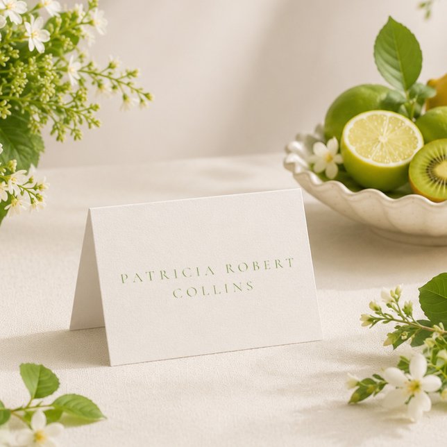 Classic Green Ivory Calligraphy Wedding Place Card (Creator Uploaded)