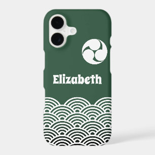 Classic Green Japanese Wave Pattern with Your Name