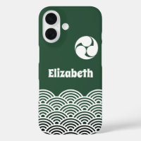 Classic Green Japanese Wave Pattern with Your Name