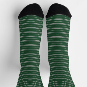 Classic Green Light Grey School Stripes Pattern Socks